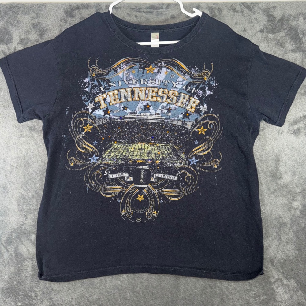 Womens Large Anvil University of Tennessee Volunteers T-Shirt Black Rhinestone